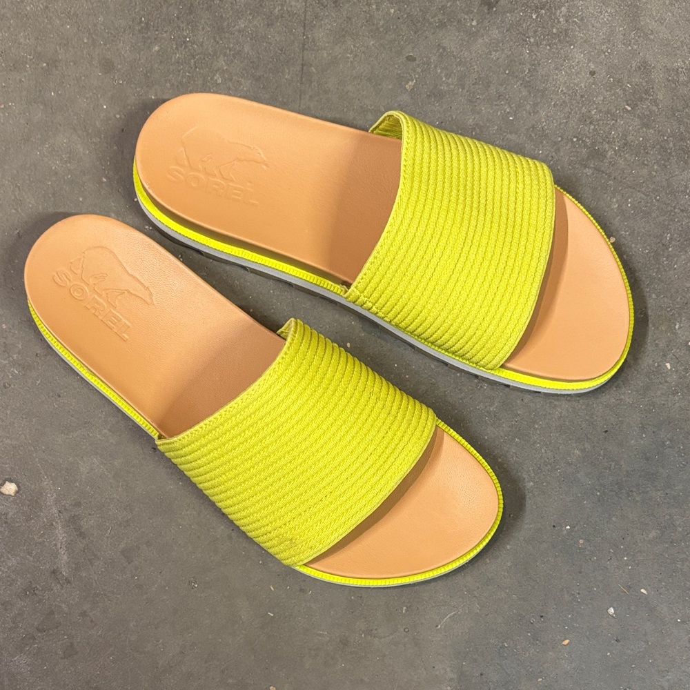 Sorel Neon Yellow Slide Sandals